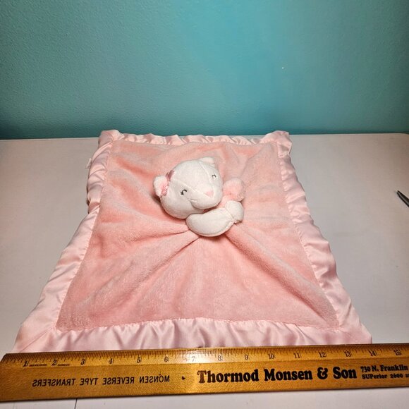 Carters Lovey Bear Kitty cat Pink Satin Trim Security Blanket Soft Baby Plush - Picture 6 of 7